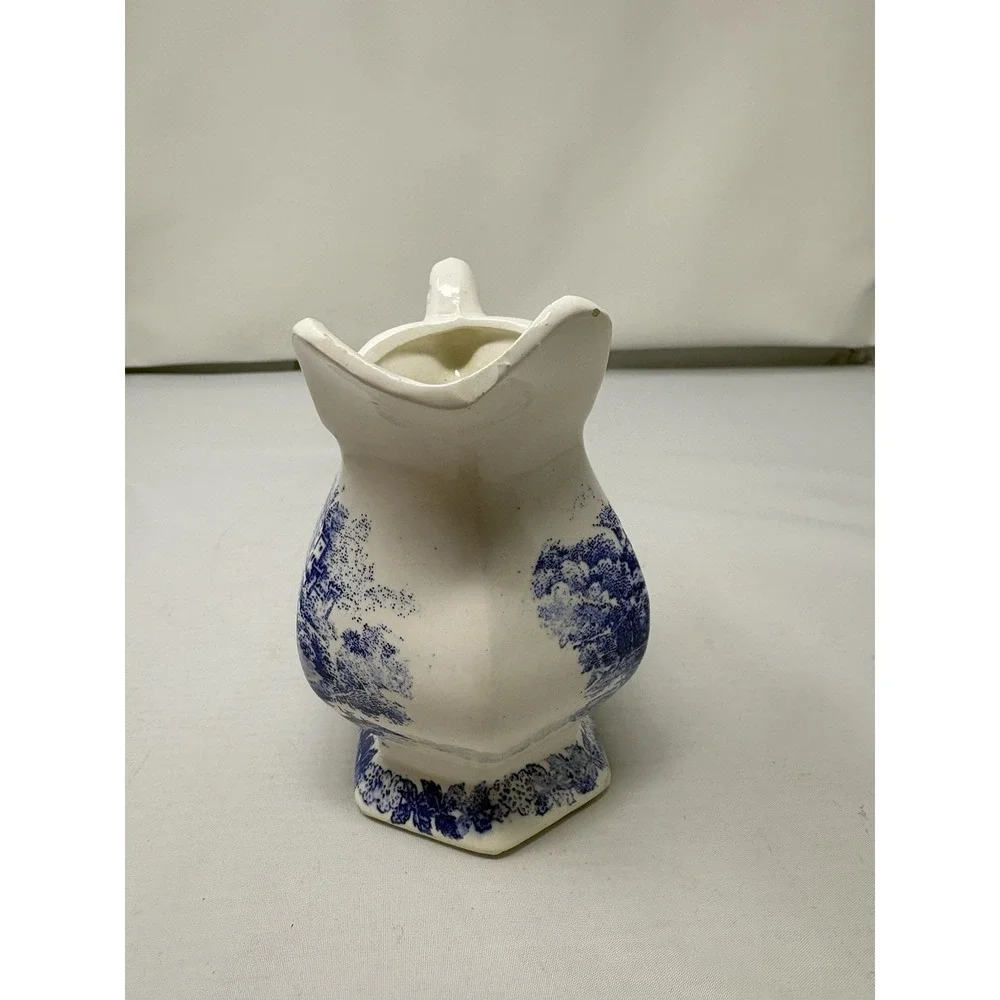 Vintage Small Blue And White Ceramic Pitcher. Transferware. Made In Japan